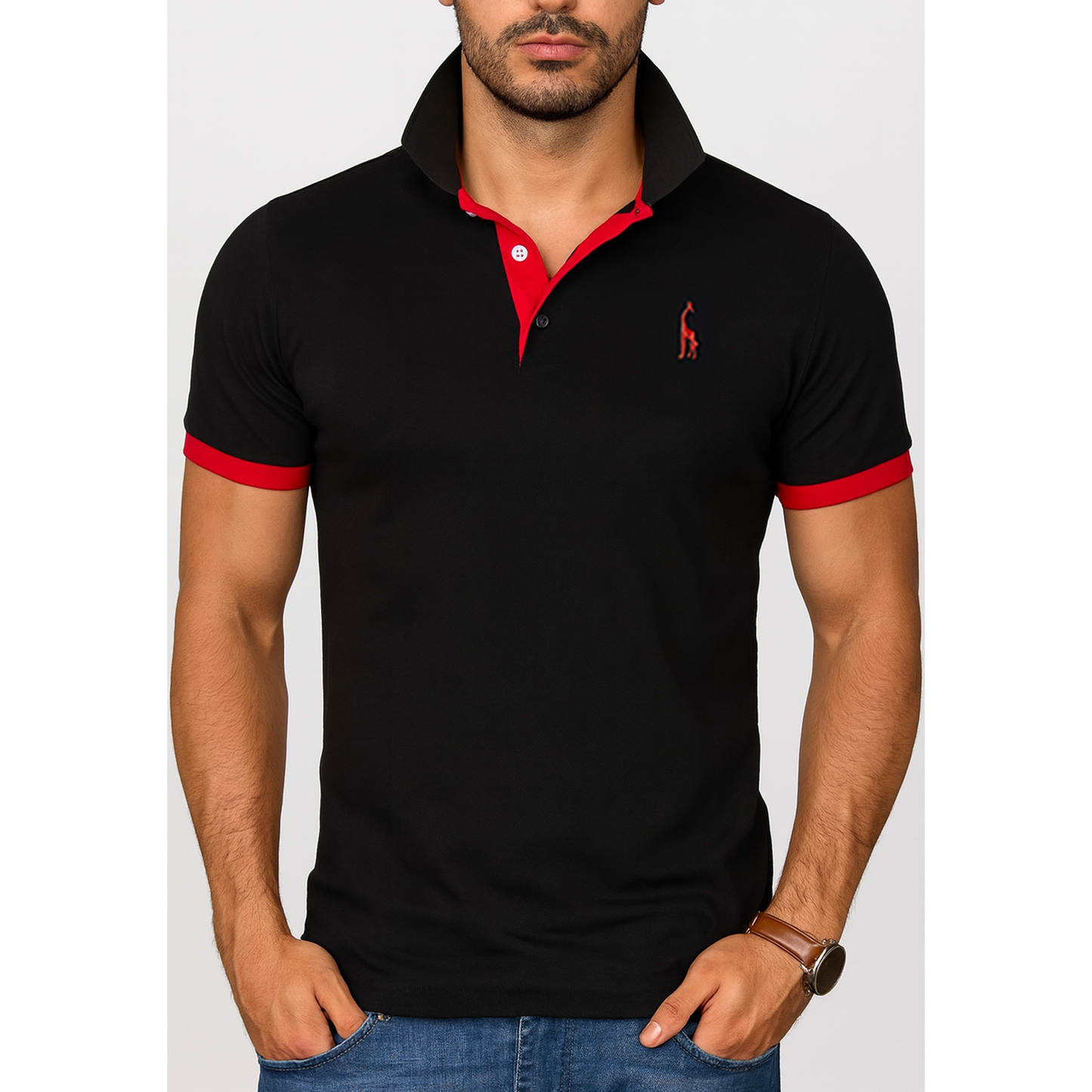 Kit 3 Camisas Polo Animals - Azul Marinho Branco e Vermelho