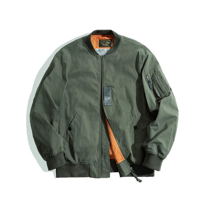 Maden Retro MA1 Bomber Flight Jackets Green Windproof Pilot Jacket Casual Motorcycle Baseball Coat for Men's Spring and Autumn