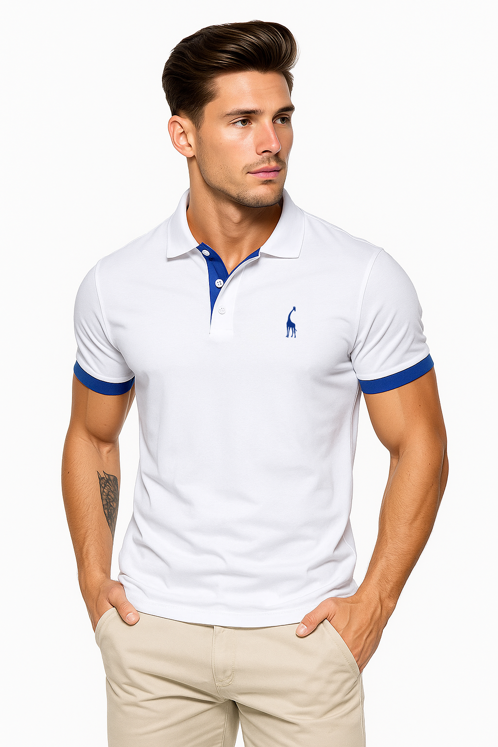 Kit 3 Camisas Polo Animals - Azul Marinho Branco e Vermelho