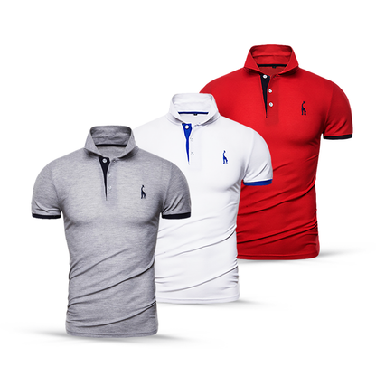 Kit 3 Camisas Polo Animals - Cinza Branco e Vermelho
