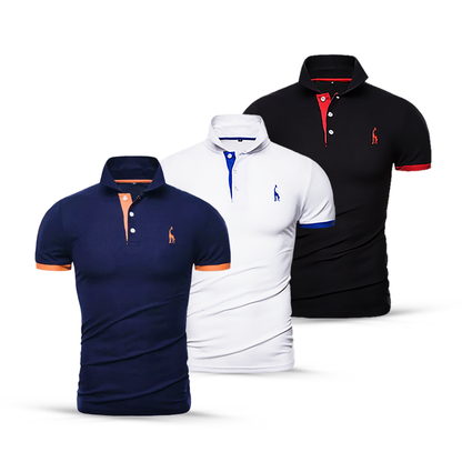 Kit 3 Camisas Polo Animals - Azul Marinho Branco e Preto