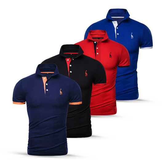 Kit com 4 Camisas Polo Animals - Azul Preto Vermelho e Azul Marinho