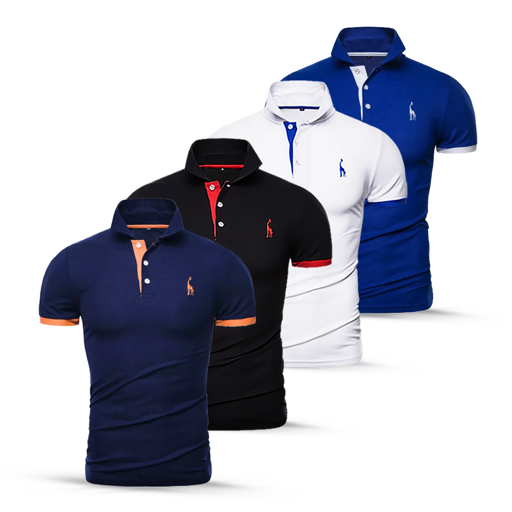 Kit 4 Camisas Polo Animals - Azul Marinho Preto Branco e Azul